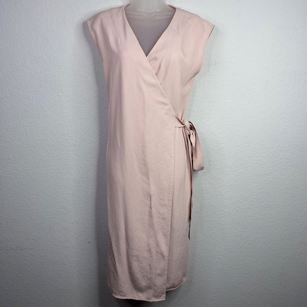 Everlane Japanese GoWeave Wrap Dress Womens 2 Blush Pink Midi Minimalist Luxury